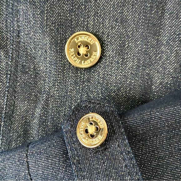 Ralph Lauren Double Breasted Metallic Sparkle Jean Jacket Size Small Petite - Picture 5 of 6